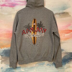 🔥EC🔥F/B Ron Jon Custom Surfboard Shop Cotton Blend Drawstring Hoodie.